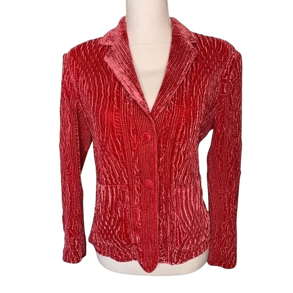 Great Cavalier Crushed Velvet Holiday‎ Blazer Pink Women Size Small